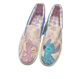 Disney Women’s Slip-On Angel and Stich Shoes - Pink and Blue Size 8 New with Tag